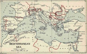 Alte Britische Karte des Mittelmeer